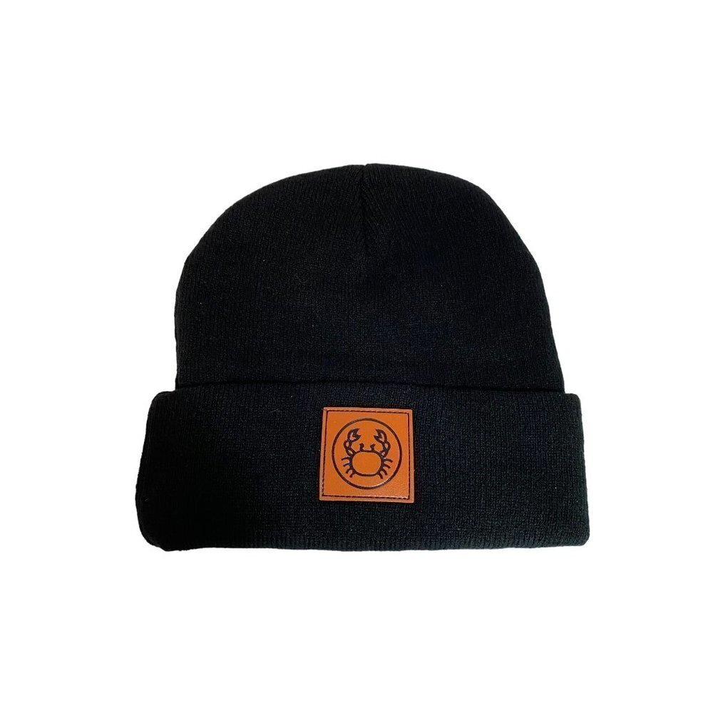 New Black Knit Beanie‎ Unisex Cancer Horoscope One Size NWOT